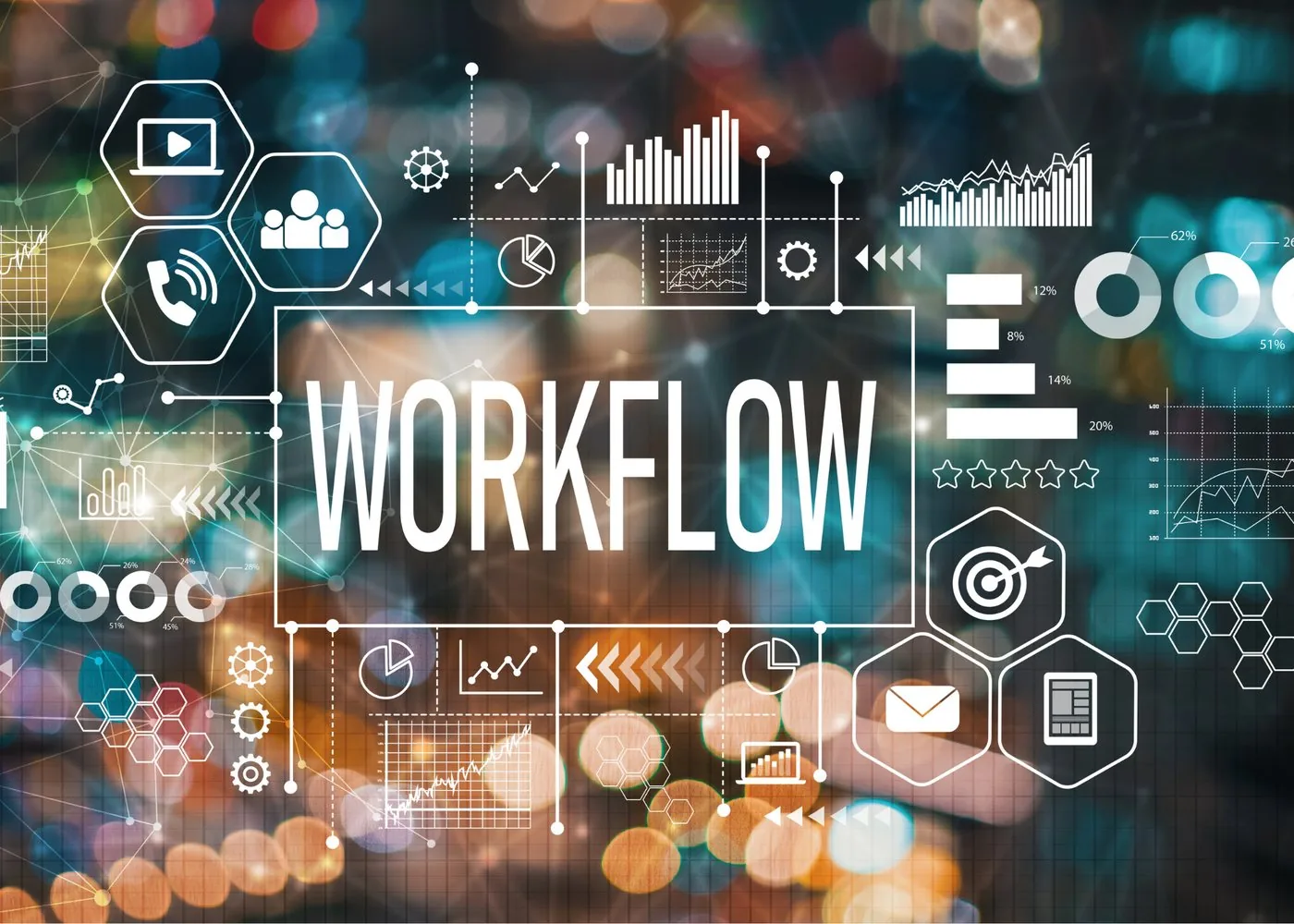 Abstract workflow and automation dashboard graphic
